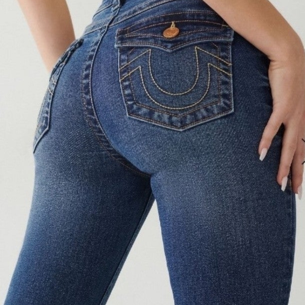 True ReligionBrand NEW- Blue Skinny Jeans with Curved Stitching